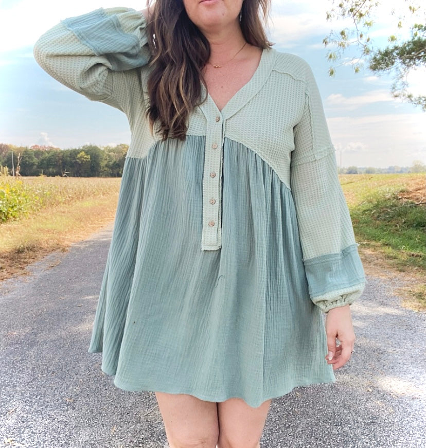 Two-Tone Sage Eliza Tunic