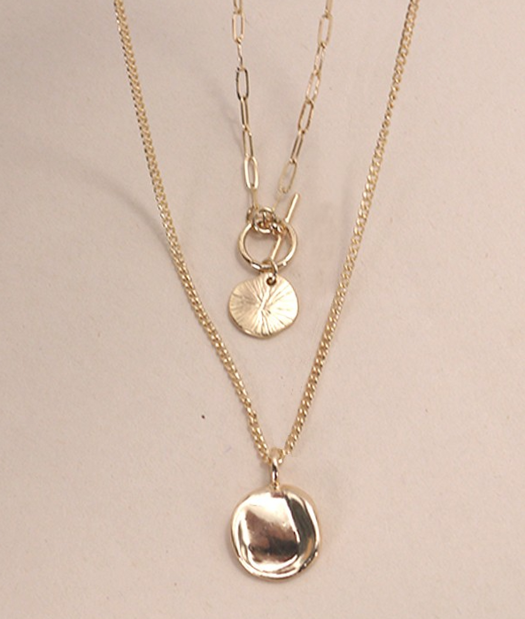 Hammered Gold Layered Necklace