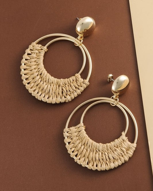 Boho Toasted Raffia Hoops