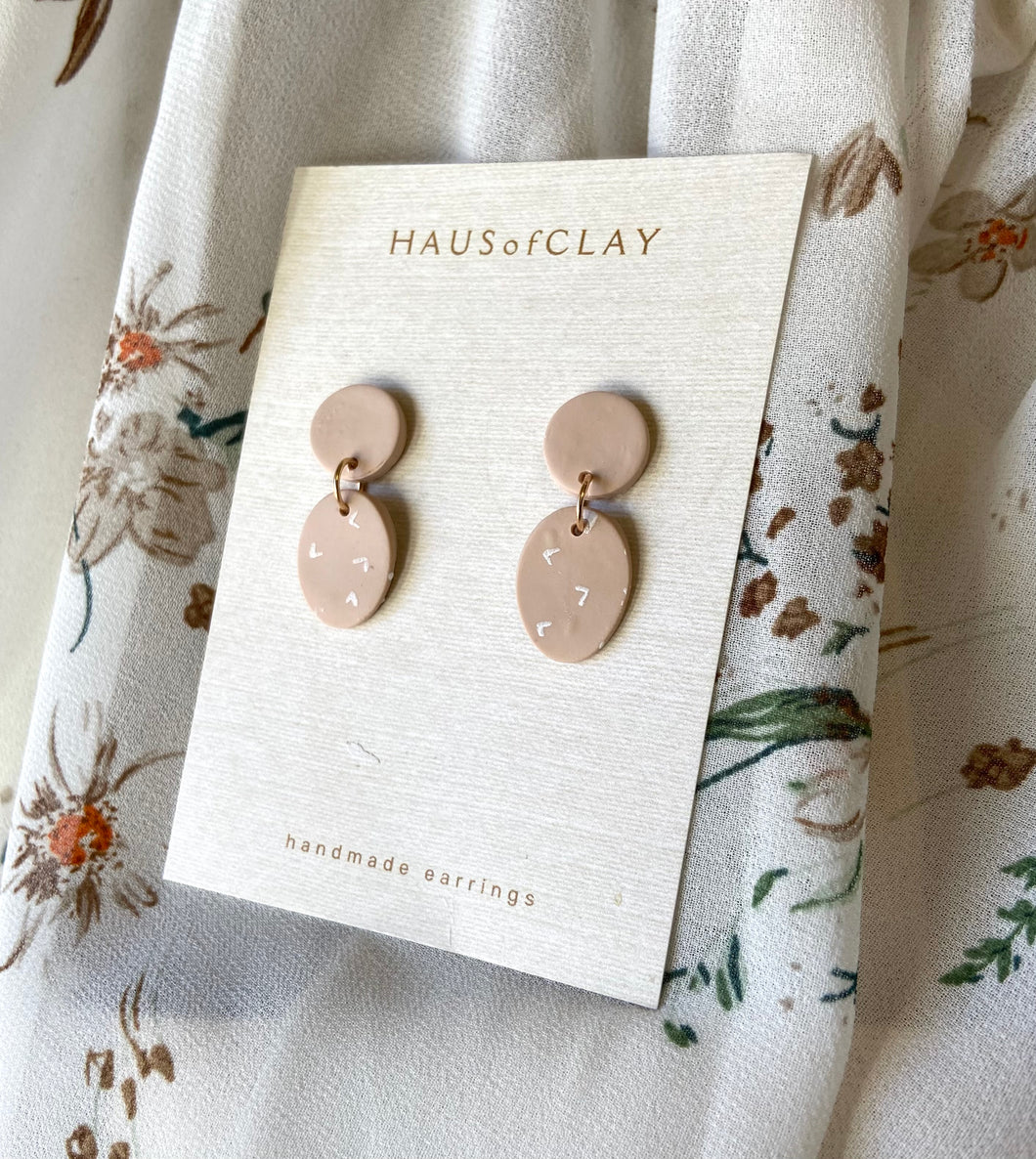 Handmade Blush Speckle Clay Earrings